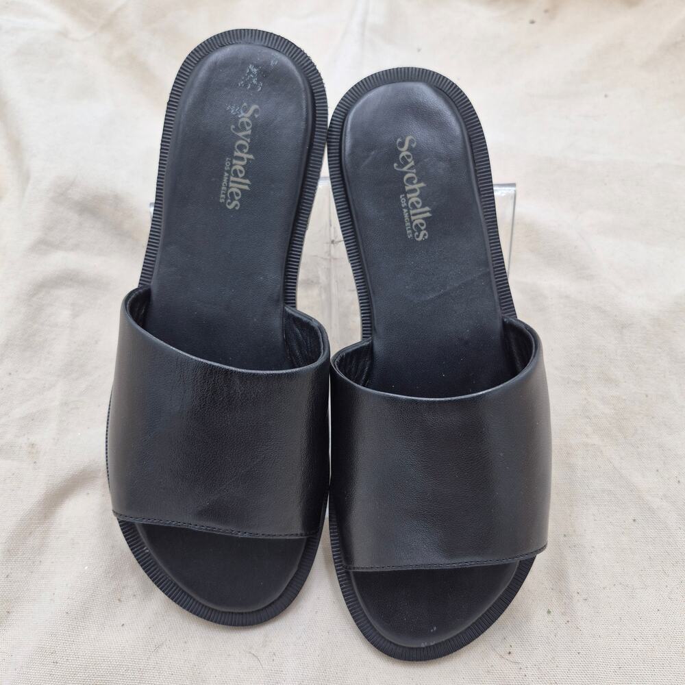 Seychelles Orchid slide sandals slip-on black leather Women size 8.5